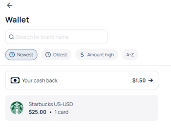 Cashback+ wallet screenshot